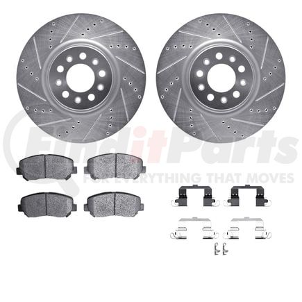 Dynamic Friction Company 7512-42055 Rotors-Drilled & Slotted-Silver w/ 5000 Advanced Brake Pads Incl Hdw