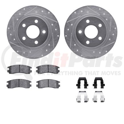 Dynamic Friction Company 7512-45001 Rotors-Drilled & Slotted-Silver w/ 5000 Advanced Brake Pads Incl Hdw