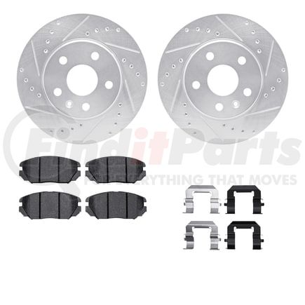 Dynamic Friction Company 7512-45006 Rotors-Drilled & Slotted-Silver w/ 5000 Advanced Brake Pads Incl Hdw