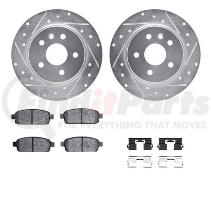 Dynamic Friction Company 7512-45029 Brake Rotor - Dimpled & Slotted - Silver w/5000 Brake Pads & HW Kit