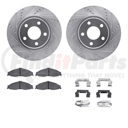 Dynamic Friction Company 7512-45036 Rotors-Drilled & Slotted-Silver w/ 5000 Advanced Brake Pads Incl Hdw