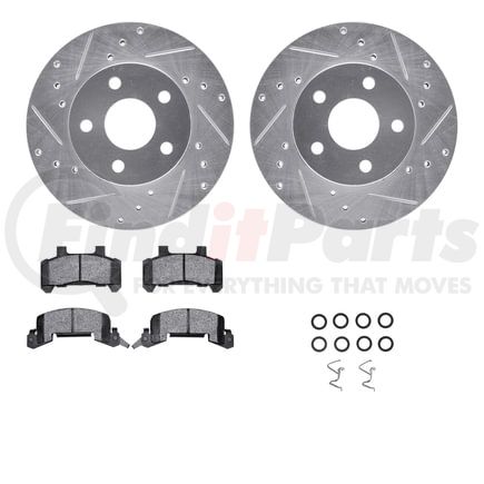 Dynamic Friction Company 7512-45050 Rotors-Drilled & Slotted-Silver w/ 5000 Advanced Brake Pads Incl Hdw