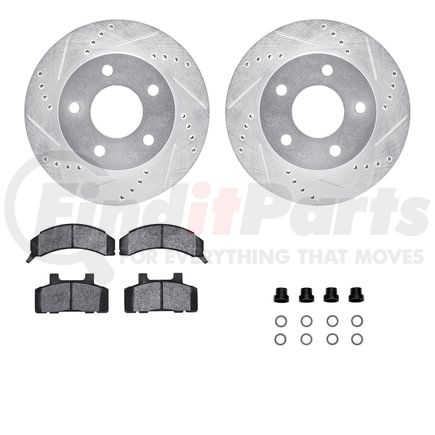 Dynamic Friction Company 7512-45053 Rotors-Drilled & Slotted-Silver w/ 5000 Advanced Brake Pads Incl Hdw