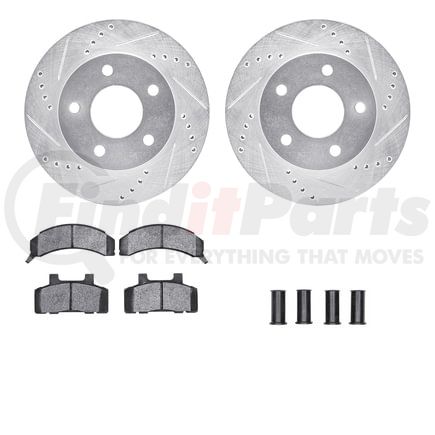 Dynamic Friction Company 7512-45054 Rotors-Drilled & Slotted-Silver w/ 5000 Advanced Brake Pads Incl Hdw