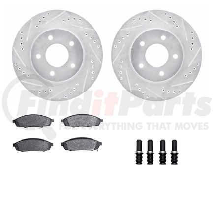 Dynamic Friction Company 7512-45071 Rotors-Drilled & Slotted-Silver w/ 5000 Advanced Brake Pads Incl Hdw