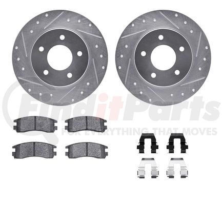 Dynamic Friction Company 7512-45065 Rotors-Drilled & Slotted-Silver w/ 5000 Advanced Brake Pads Incl Hdw