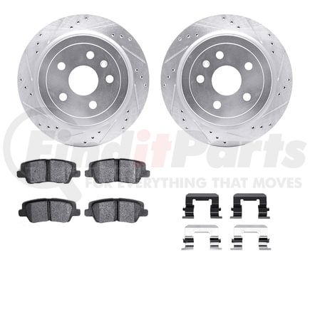 Dynamic Friction Company 7512-46017 Rotors-Drilled & Slotted-Silver w/ 5000 Advanced Brake Pads Incl Hdw