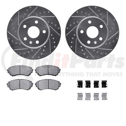 Dynamic Friction Company 7512-46018 Rotors-Drilled & Slotted-Silver w/ 5000 Advanced Brake Pads Incl Hdw