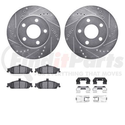 Dynamic Friction Company 7512-47007 Rotors-Drilled & Slotted-Silver w/ 5000 Advanced Brake Pads Incl Hdw
