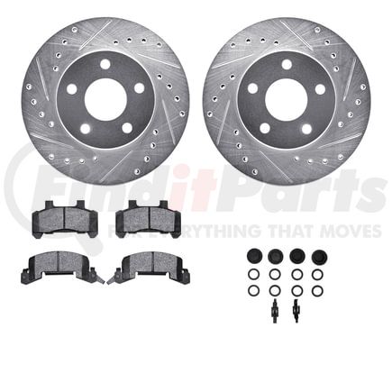 Dynamic Friction Company 7512-47064 Rotors-Drilled & Slotted-Silver w/ 5000 Advanced Brake Pads Incl Hdw