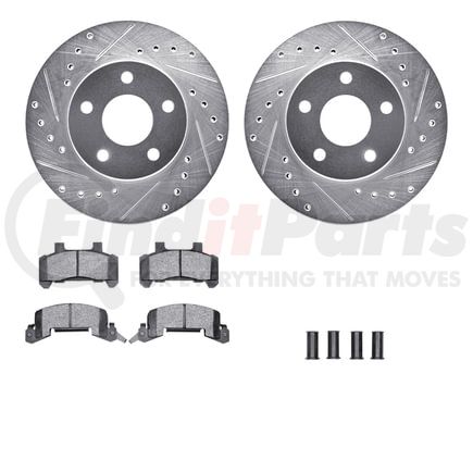 Dynamic Friction Company 7512-47065 Rotors-Drilled & Slotted-Silver w/ 5000 Advanced Brake Pads Incl Hdw