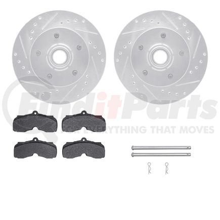 Dynamic Friction Company 7512-47095 Rotors-Drilled & Slotted-Silver w/ 5000 Advanced Brake Pads Incl Hdw