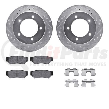 Dynamic Friction Company 7512-47268 Rotors-Drilled & Slotted-Silver w/ 5000 Advanced Brake Pads Incl Hdw