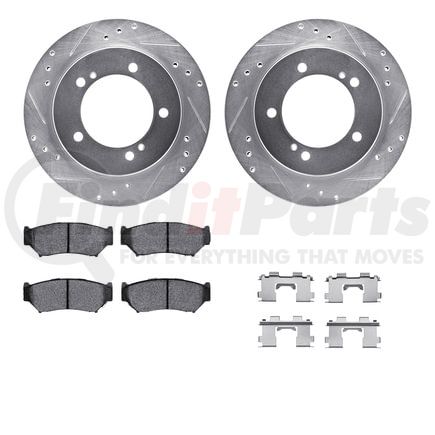 Dynamic Friction Company 7512-47274 Rotors-Drilled & Slotted-Silver w/ 5000 Advanced Brake Pads Incl Hdw