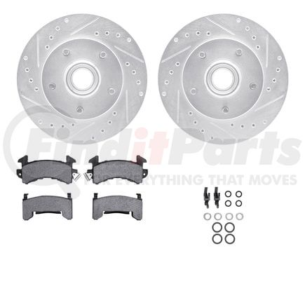 Dynamic Friction Company 7512-48004 Rotors-Drilled & Slotted-Silver w/ 5000 Advanced Brake Pads Incl Hdw