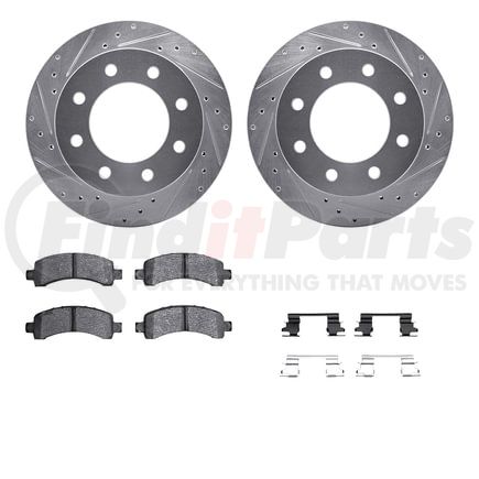 Dynamic Friction Company 7512-48006 Rotors-Drilled & Slotted-Silver w/ 5000 Advanced Brake Pads Incl Hdw
