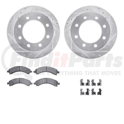 Dynamic Friction Company 7512-48011 Rotors-Drilled & Slotted-Silver w/ 5000 Advanced Brake Pads Incl Hdw