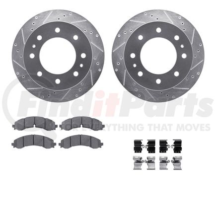 Dynamic Friction Company 7512-48053 Rotors-Drilled & Slotted-Silver w/ 5000 Advanced Brake Pads Incl Hdw