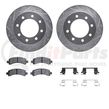 Dynamic Friction Company 7512-48076 Rotors-Drilled & Slotted-Silver w/ 5000 Advanced Brake Pads Incl Hdw