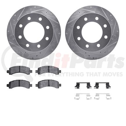 Dynamic Friction Company 7512-48075 Rotors-Drilled & Slotted-Silver w/ 5000 Advanced Brake Pads Incl Hdw