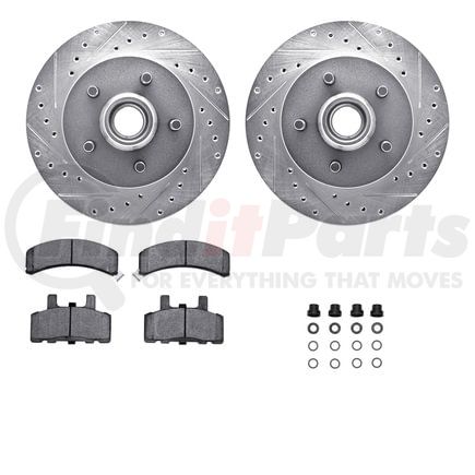 Dynamic Friction Company 7512-48174 Rotors-Drilled & Slotted-Silver w/ 5000 Advanced Brake Pads Incl Hdw