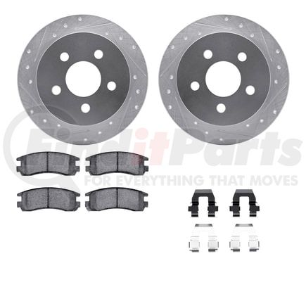 Dynamic Friction Company 7512-52001 Rotors-Drilled & Slotted-Silver w/ 5000 Advanced Brake Pads Incl Hdw