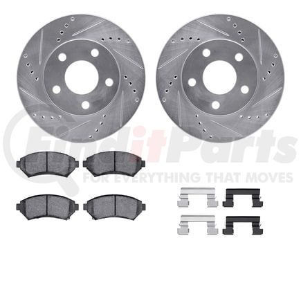 Dynamic Friction Company 7512-52035 Rotors-Drilled & Slotted-Silver w/ 5000 Advanced Brake Pads Incl Hdw