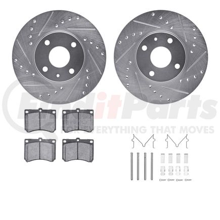 Dynamic Friction Company 7512-54002 Rotors-Drilled & Slotted-Silver w/ 5000 Advanced Brake Pads Incl Hdw