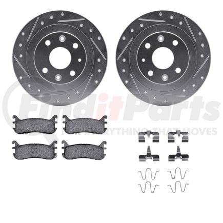 Dynamic Friction Company 7512-54007 Rotors-Drilled & Slotted-Silver w/ 5000 Advanced Brake Pads Incl Hdw