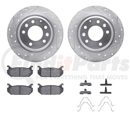 Dynamic Friction Company 7512-54064 Rotors-Drilled & Slotted-Silver w/ 5000 Advanced Brake Pads Incl Hdw