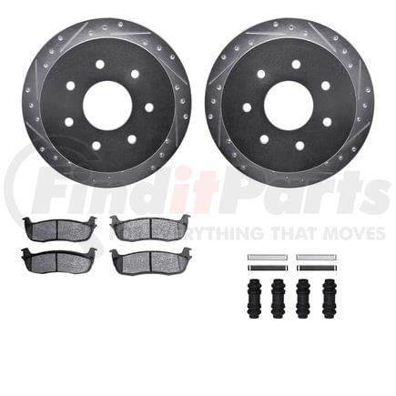 Dynamic Friction Company 7512-54121 Brake Rotor - Drilled & Slotted - Silver w/5000 Brake Pads & HW Kit