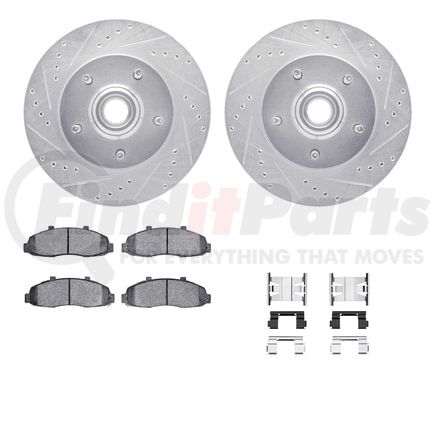 Dynamic Friction Company 7512-54135 Rotors-Drilled & Slotted-Silver w/ 5000 Advanced Brake Pads Incl Hdw