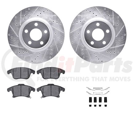 Dynamic Friction Company 7512-54178 Rotors-Drilled & Slotted-Silver w/ 5000 Advanced Brake Pads Incl Hdw