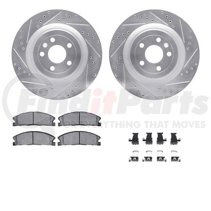 Dynamic Friction Company 7512-54209 Rotors-Drilled & Slotted-Silver w/ 5000 Advanced Brake Pads Incl Hdw