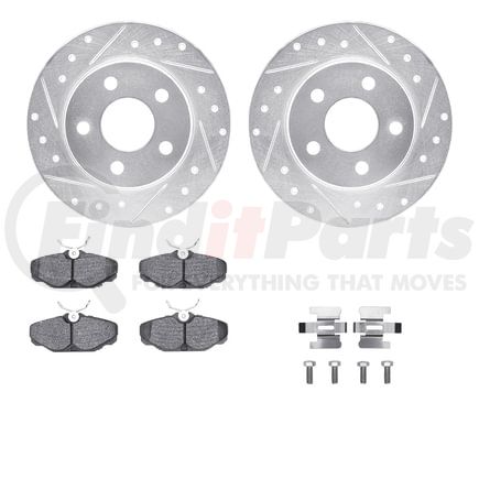 Dynamic Friction Company 7512-54318 Rotors-Drilled & Slotted-Silver w/ 5000 Advanced Brake Pads Incl Hdw