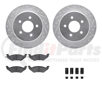 Dynamic Friction Company 7512-56000 Rotors-Drilled & Slotted-Silver w/ 5000 Advanced Brake Pads Incl Hdw