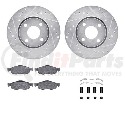 Dynamic Friction Company 7512-56007 Rotors-Drilled & Slotted-Silver w/ 5000 Advanced Brake Pads Incl Hdw