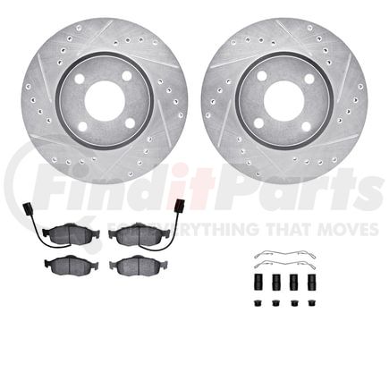 Dynamic Friction Company 7512-56010 Rotors-Drilled & Slotted-Silver w/ 5000 Advanced Brake Pads Incl Hdw