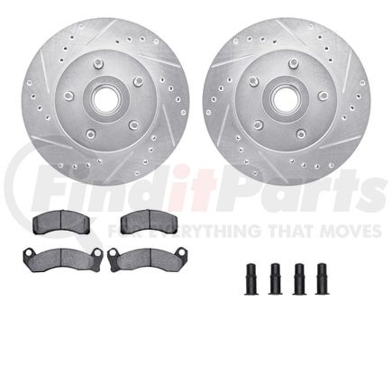 Dynamic Friction Company 7512-56035 Rotors-Drilled & Slotted-Silver w/ 5000 Advanced Brake Pads Incl Hdw