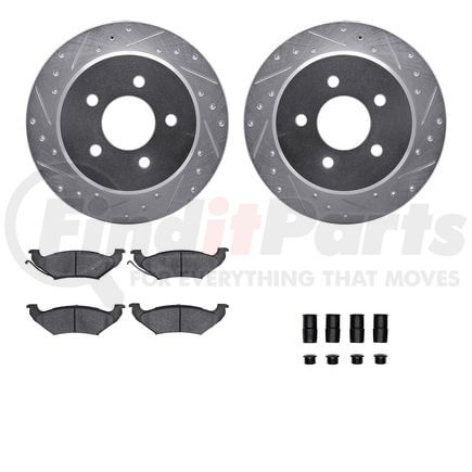 Dynamic Friction Company 7512-56046 Rotors-Drilled & Slotted-Silver w/ 5000 Advanced Brake Pads Incl Hdw