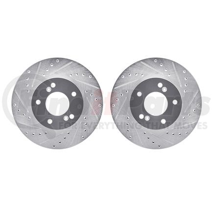 Dynamic Friction Company 7002-59011 Brake Rotors - Drilled & Slotted - Silver