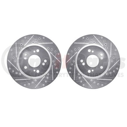Dynamic Friction Company 7002-59014 Brake Rotors - Drilled & Slotted - Silver