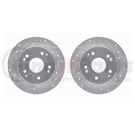 Dynamic Friction Company 7002-59048 Brake Rotors - Drilled & Slotted - Silver