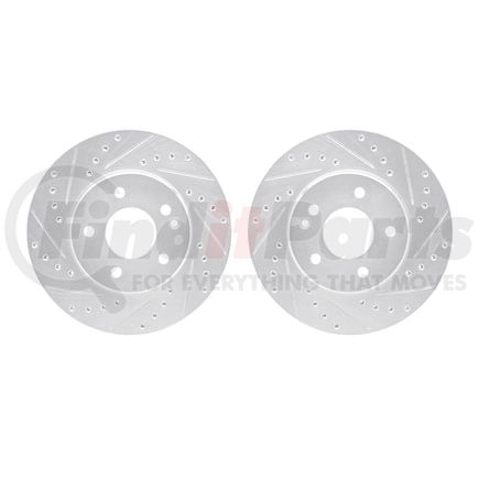 Dynamic Friction Company 7002-63028 Brake Rotors - Drilled & Slotted - Silver