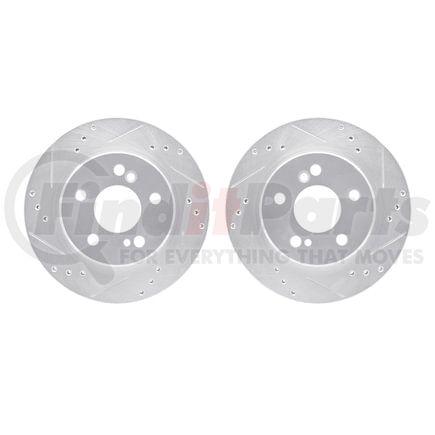 Dynamic Friction Company 7002-63091 Brake Rotors - Drilled & Slotted - Silver