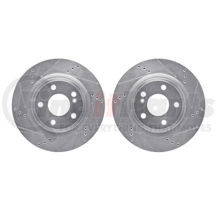 Dynamic Friction Company 7002-63111 Brake Rotors - Drilled & Slotted - Silver