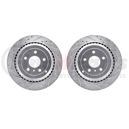 Dynamic Friction Company 7002-63121 Brake Rotors - Drilled & Slotted - Silver