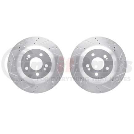 Dynamic Friction Company 7002-63134 Brake Rotors - Drilled & Slotted - Silver
