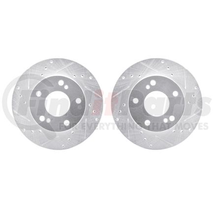 Dynamic Friction Company 7002-67025 Brake Rotors - Drilled & Slotted - Silver