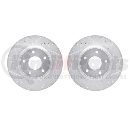 Dynamic Friction Company 7002-67046 Brake Rotors - Drilled & Slotted - Silver